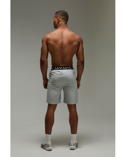 BoohooMAN Gray Active Gym Zip Pocket Regular Fit 5Inch Shorts for men