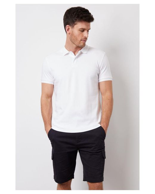 Threadbare White 'Chetta' Cotton Polo Shirt for men