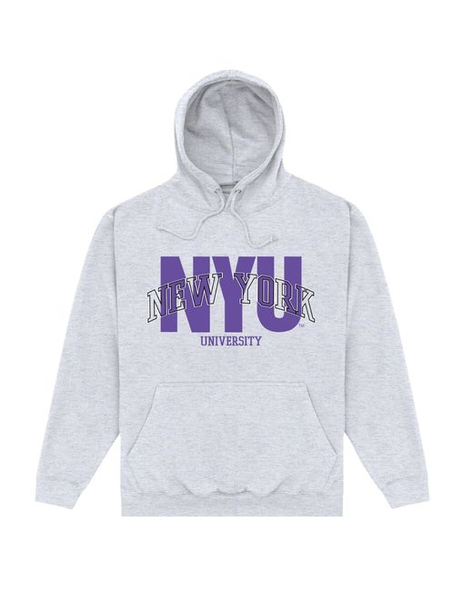 Park Fields White New York University Nyu Heather Hoodie Cotton