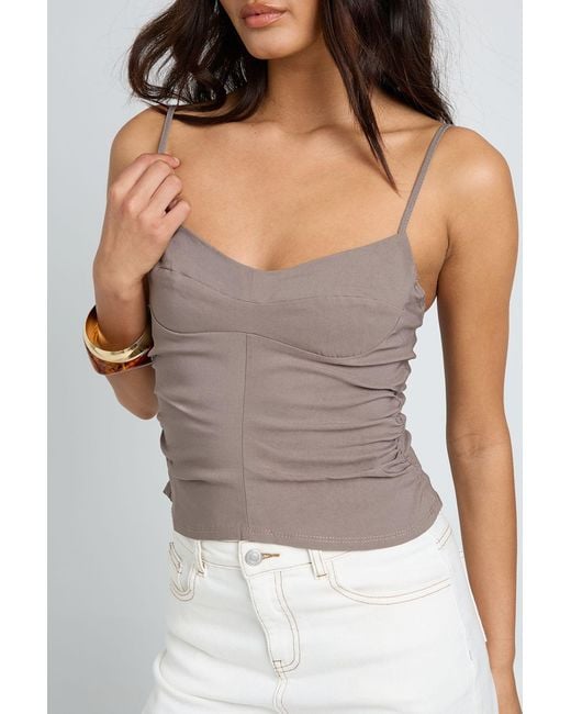 Boohoo White Bengaline Ruched Side Strappy Corset Top