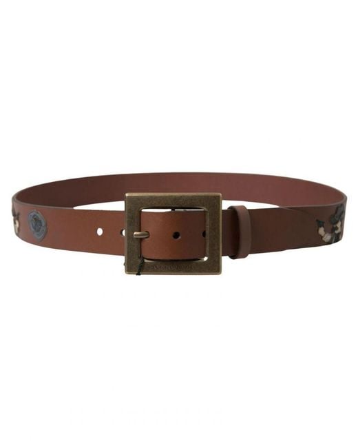Dolce & Gabbana Brown Square Buckle Leather Belt for men