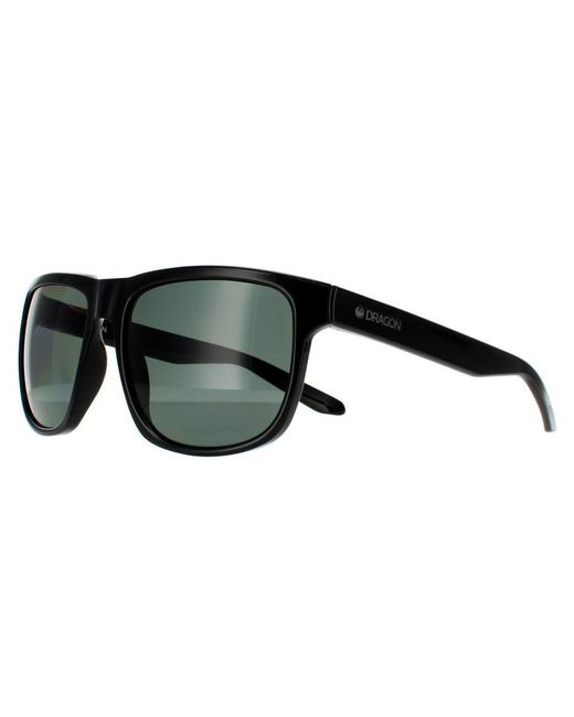 Dragon Black Rectangle Shiny Lumalens Smoke Polarized Sunglasses for men
