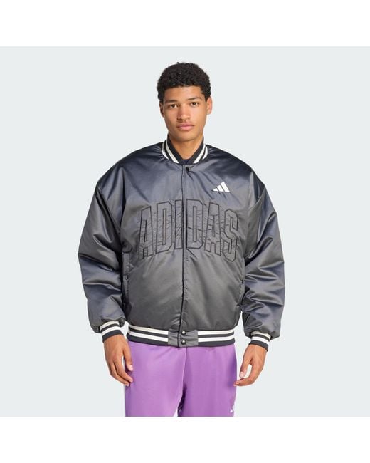 Adidas Originals Gray Stadium Insulated Bomber Jacket for men