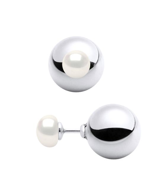 Ateliers Saint Germain White Earrings Both Sides Real Cultured Freshwater Pearls 7 Mm
