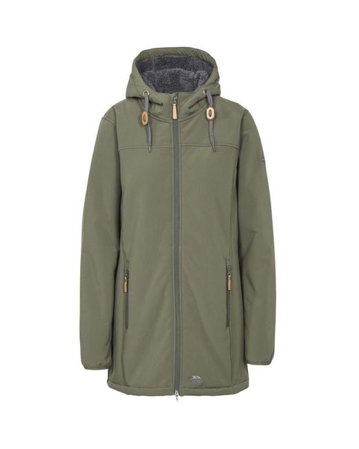 Trespass Green Ladies Kristen Longer Length Hooded Waterproof Jacket