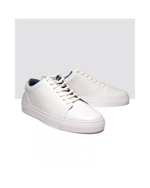 Oliver Sweeney White Hayle Antiqued Calf Leather Trainers for men