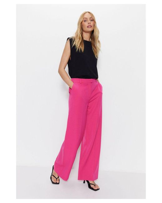 Warehouse Pink Tailored Straight Leg Trouser