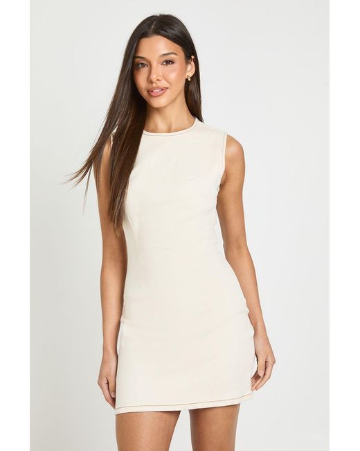 Boohoo White Basic Denim Shift Dress