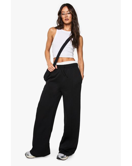 Boohoo Black Tall Pintuck Detail Straight Leg Jogger