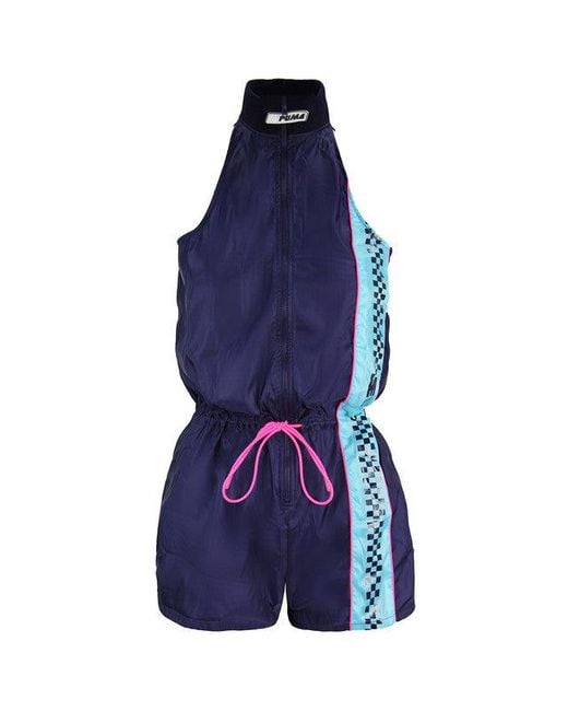 PUMA Blue X Rihanna Fenty Racing Romper Jumpsuit Nylon