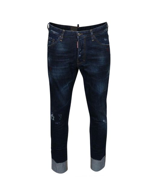 DSquared² Blue Cool Guy Cropped Dark Denim Pants Cotton for men