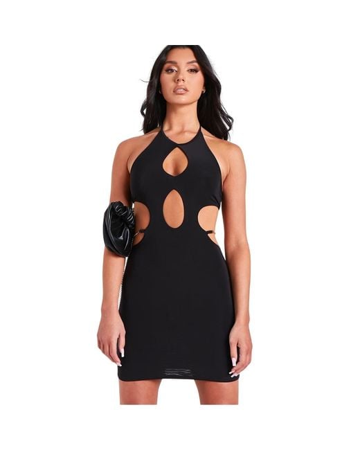 Missy Empire Black Missy Empire /Ladies Halter Neck Mini Dress