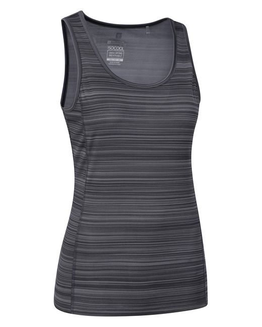 Mountain Warehouse Gray 'Endurance Ii' Striped Vest Quick Wicking Gym Yoga Comfy Top