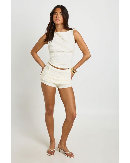 Boohoo White Textured Ruffle Mini Skort