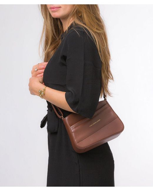 Pure Luxuries Brown 'Helena' Dark Nappa Leather Cross Body Bag