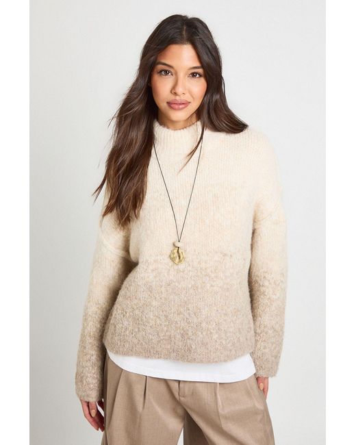 Boohoo Natural Super Soft Ombre Knitted High Neck Jumper