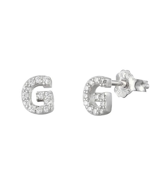 The Jewellery Stockroom Metallic Sterling Cubic Zirconia Initial Stud Earrings
