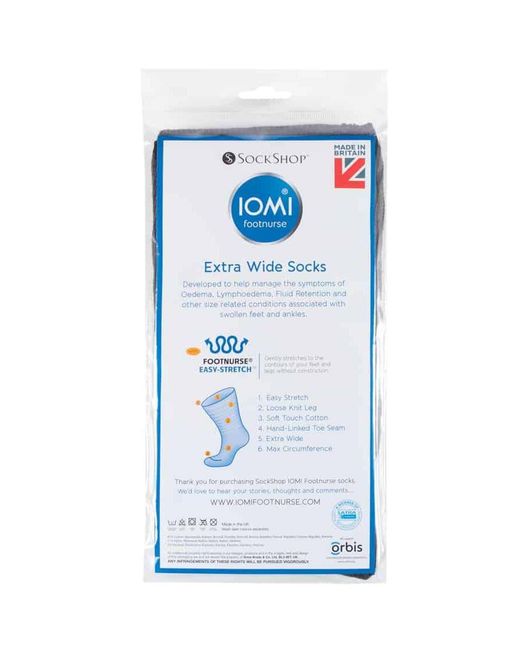 IOMI Blue Extra Wide Soft Cotton Oedema Socks For Swollen Feet