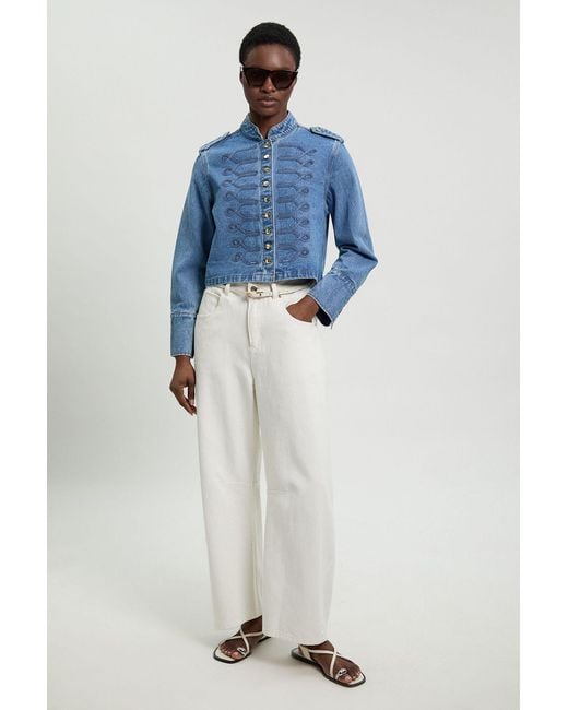 Karen Millen Blue Denim Military Jacket