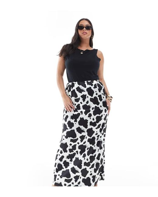 Renee Studio Black Plus Exclusive Satin Maxi Skirt
