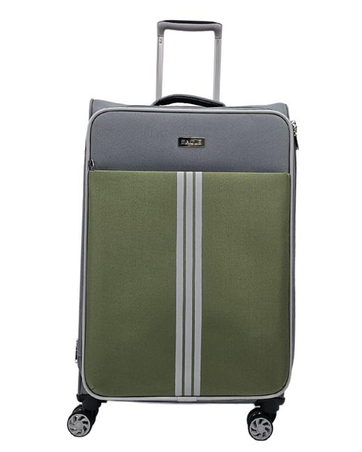 Infinity Leather Green Lightweight Cabin Suitcases 4 Wheel Luggage Travel Bag