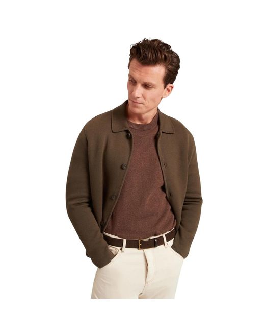 Ted Baker Brown Freder Heavy Knitted Cardigan Jacket Cotton for men
