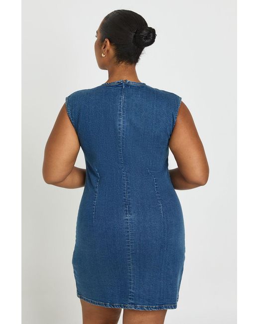 Boohoo Blue Plus Basic Denim Shift Dress
