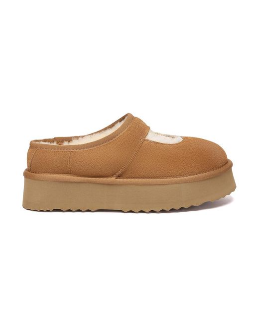 EverAu Australia Brown Ever Au Plumed Ankle Platform Slippers