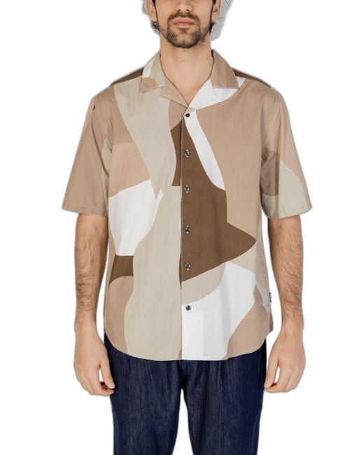 Only & Sons Overhemd Met Korte Mouwen Met Abstracte Print in het Natural voor heren