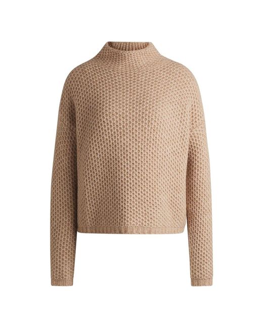 HUGO Natural Mock Neck Long Sleeve Drop Shoulder Sweater
