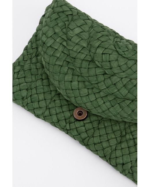 Blue Vanilla Green Woven Clutch Bag
