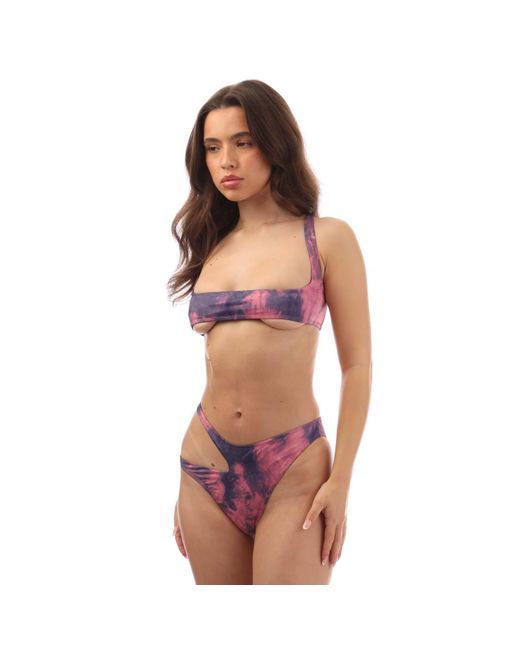 Off-White c/o Virgil Abloh Dames Off White Cut Out Tie Dye Bikini In Roze Blauw in het Red