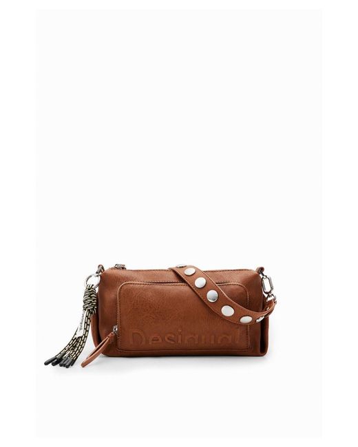 Desigual Brown Handbag With Zip Fastening And Shoulder Strap