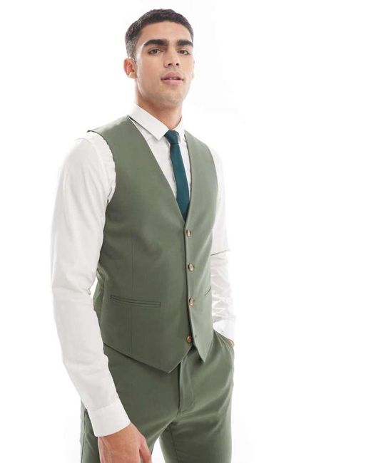 ASOS Green Sos Skinny Suit Waistcoat for men