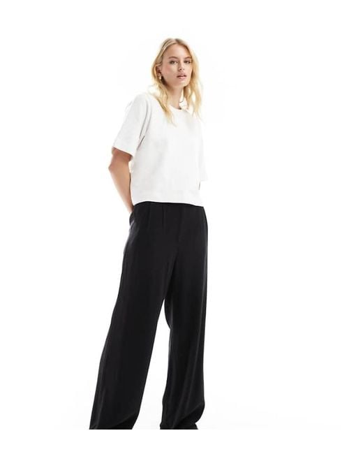ASOS White Design Tailored High Waist Seam Detail Wide Leg Linen Trousers