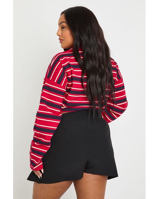 Boohoo Red Plus Woven Wrap Skort