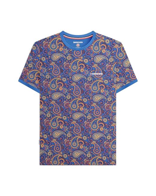Lambretta Ss25 Paisley T-shirt (donkerblauw/zand) in het Blue voor heren