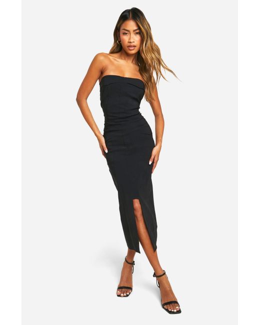 Boohoo Blue Utility Bengaline Maxi Dress