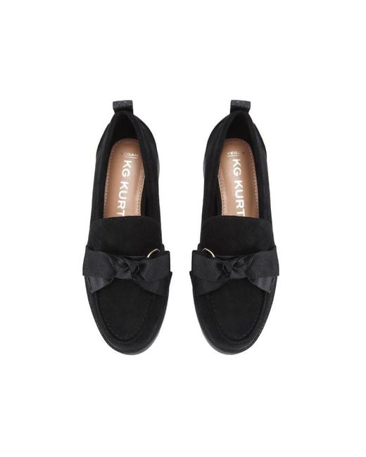 KG by Kurt Geiger Black Suedette Morly Bow Loafers