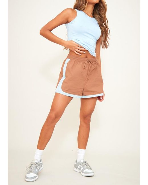 Gini London Blue Shell Contrast Runner Shorts
