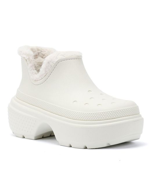 CROCSTM White Stomp Lined Shorty Stiefel