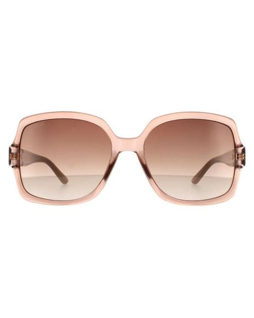 Jimmy Choo Brown Square Crystal Nude Gradient Sunglasses