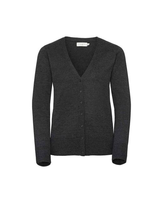 Russell Black Collection /Ladies Knitted V Neck Cardigan Marl)