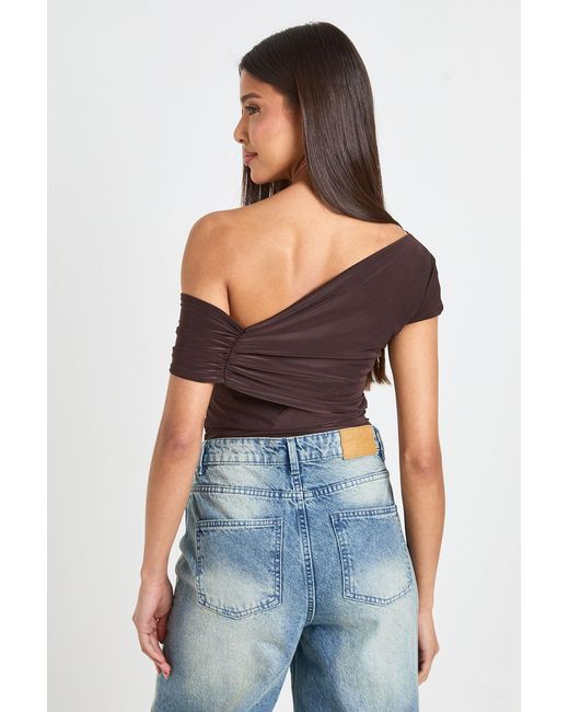 Boohoo Blue Double Layer Slinky Snake Trim Bodysuit