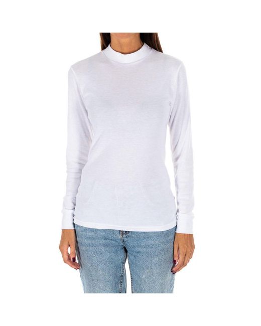 Kisses&Love White Long-Sleeved T-Shirt With Half-High Collar 1625-M