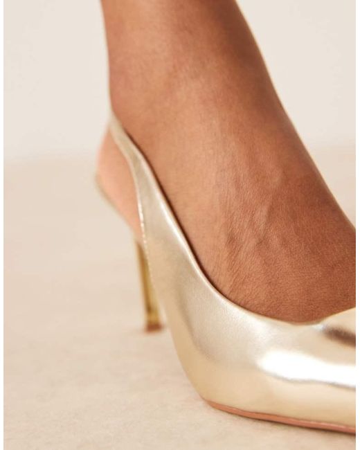 ASOS Natural Spicy Slingback Stiletto Mid Heeled Shoes