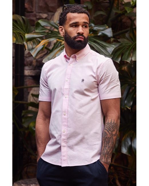 French Connection Natural Cotton Short Sleeve Oxford Shirt for men
