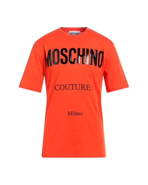 Moschino Red Couture Gloss Logo T-Shirt Cotton for men
