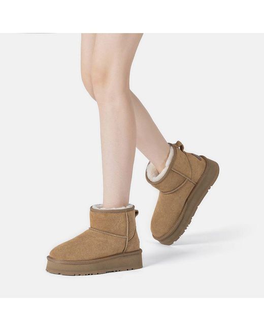 EverAu Australia Natural Ever Au Dusky Leather Platform Short Boots