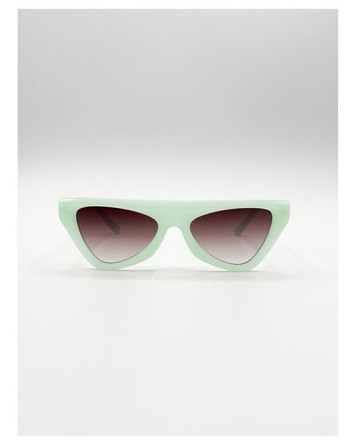 SVNX White Flat Top Triangular Sunglasses